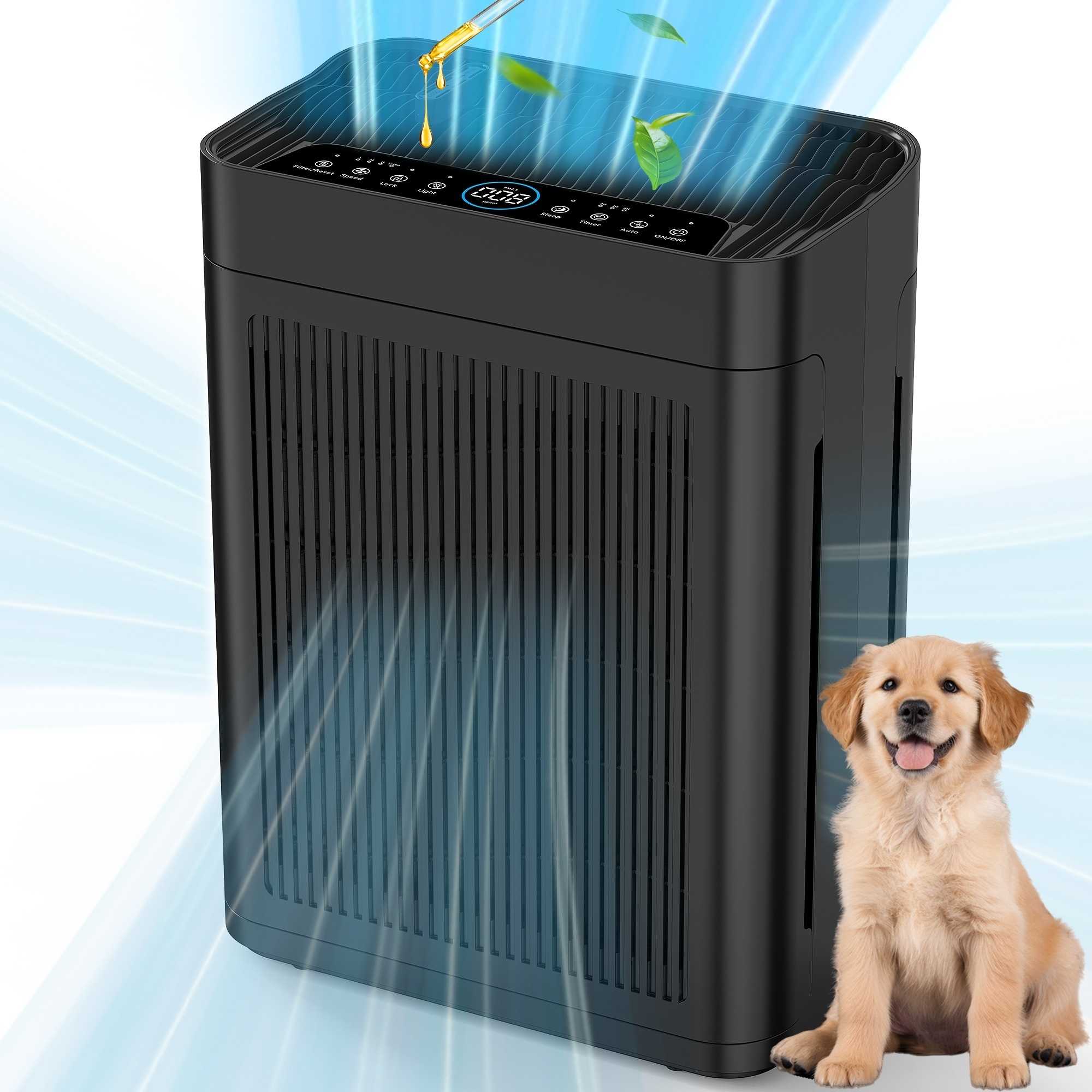 EdenDirect Air Purifier for Large Rooms — Up to 3000 Sq. Ft., Washable Filters, H13 HEPA, Dual-Sided Air Intake, PM2.5 Sensor, 22dB, Model# NTEAP01B